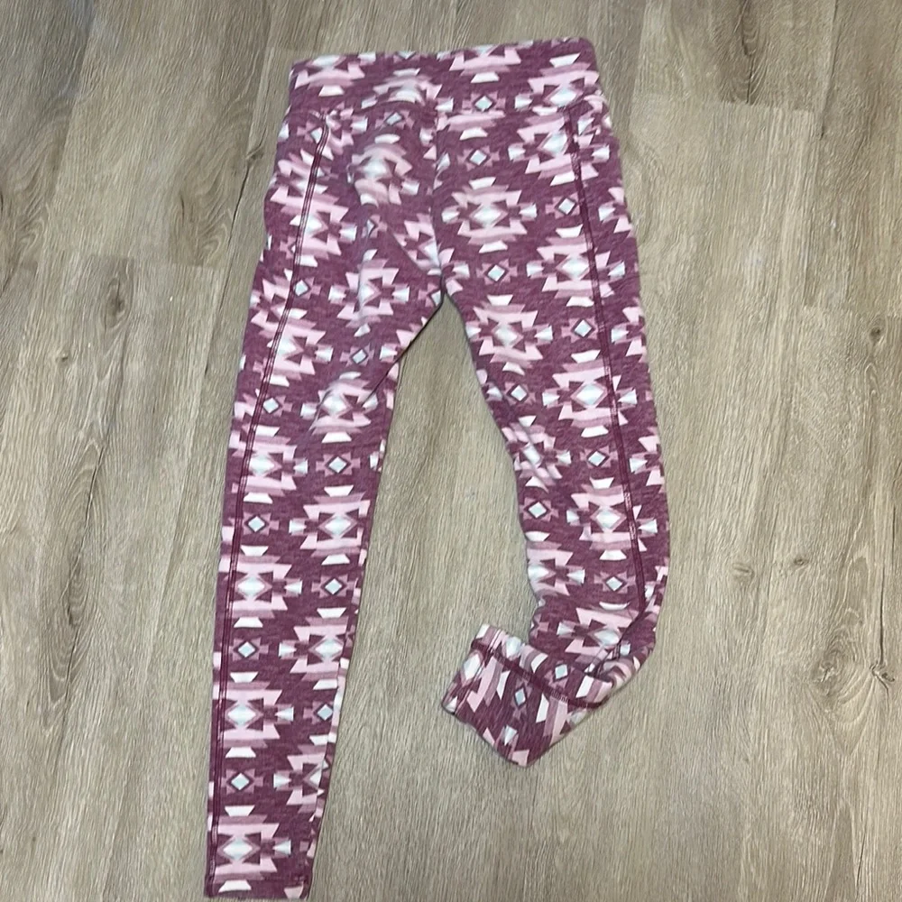 Justice Pink and White Aztec Geometric Leggings Fleece Lined